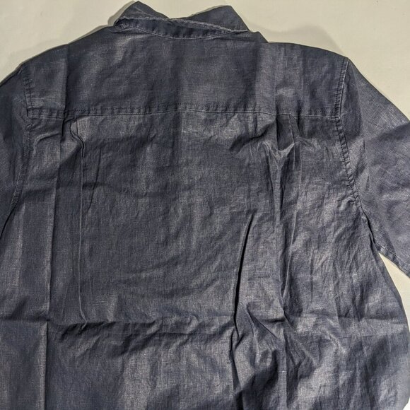 NEW- Size S Mens R&Y Caribbean Short Sleeve Button Down Shirt Linen Dark Navy - Picture 7 of 8